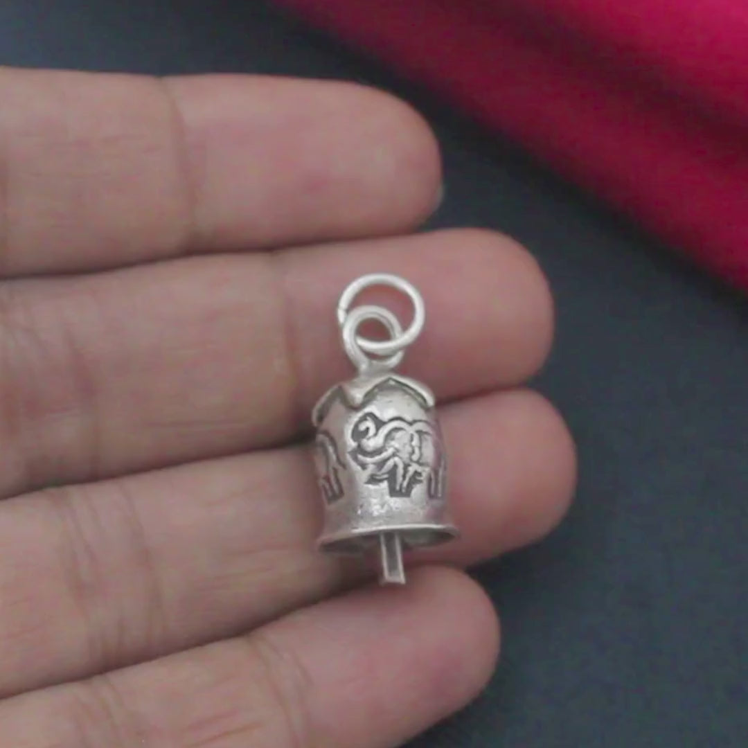 925 Sterling Silver Oxidized Jingle Bell Pendant