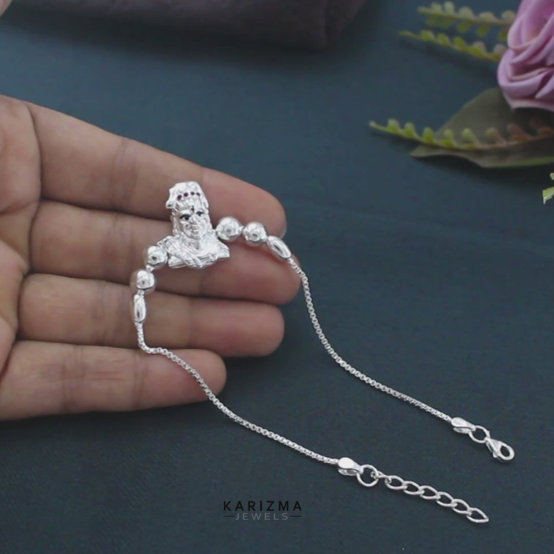 925 Real Sterling Silver Bracelet Shiva Rakhi 7.5"