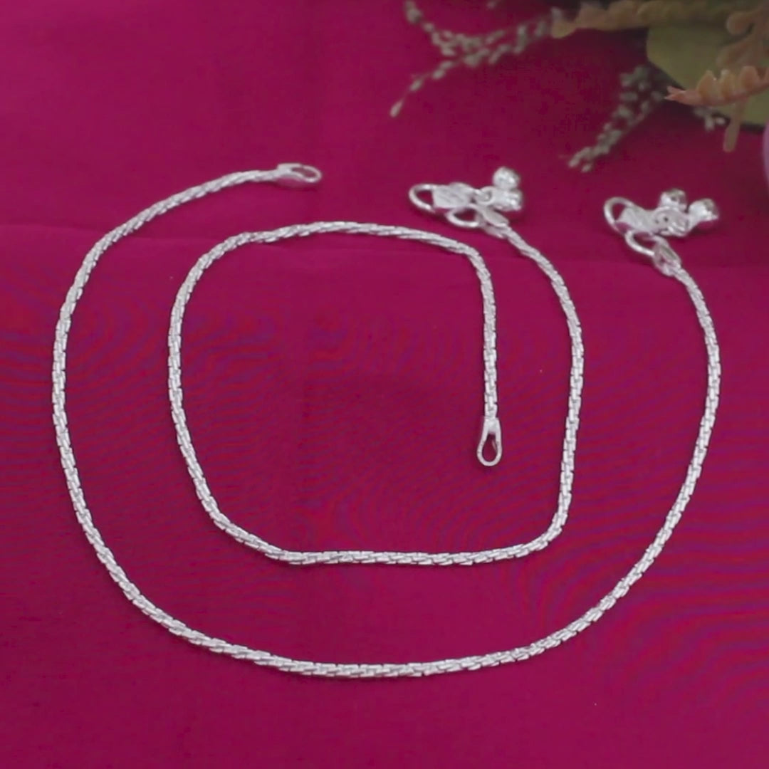 Classic Real Silver Chain Anklet for Girls & Women