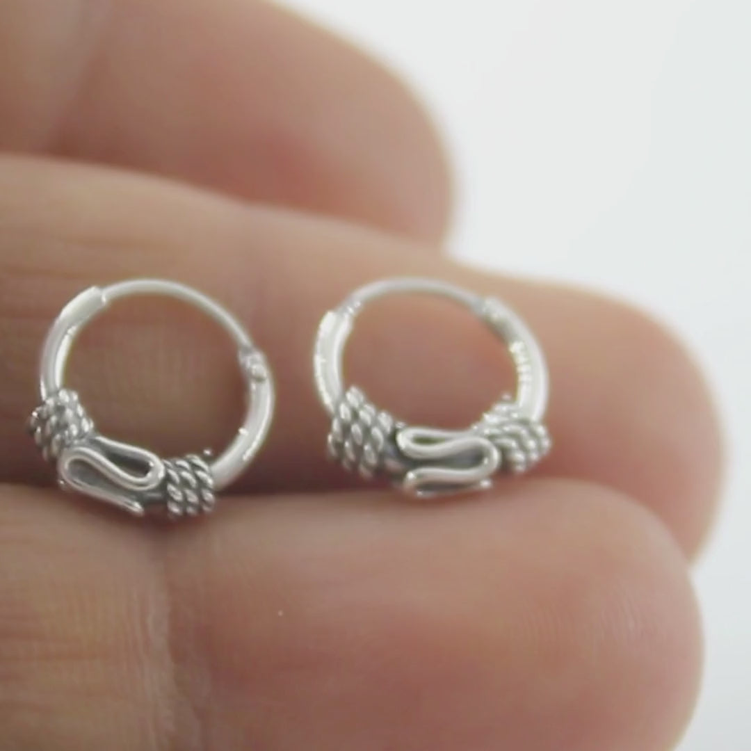 925 Real Sterling Silver Oxidized Endless Design hoop earrings for Girls - Pair