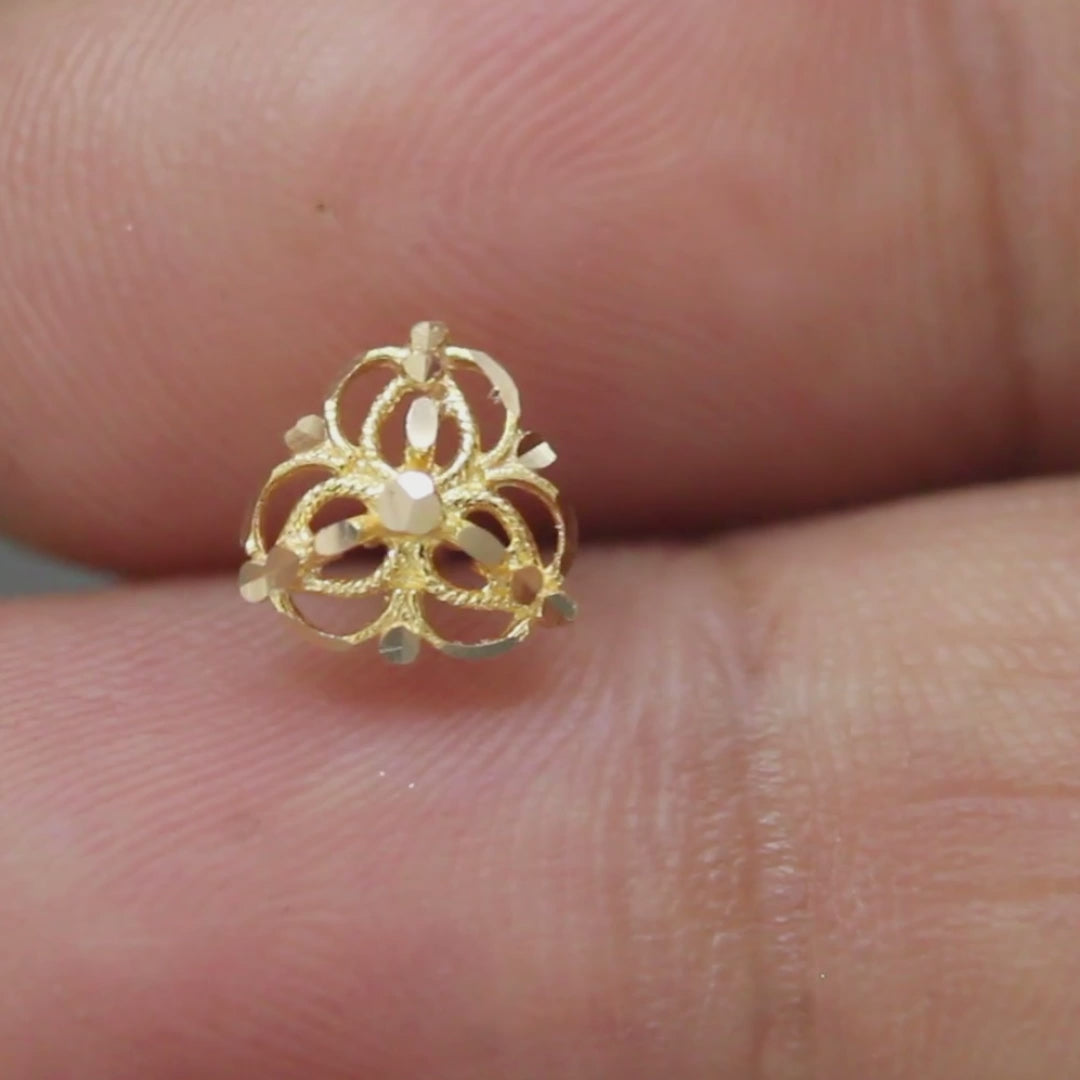 Indian 18K Real Gold cultural design Nose stud nose ring Push Pin