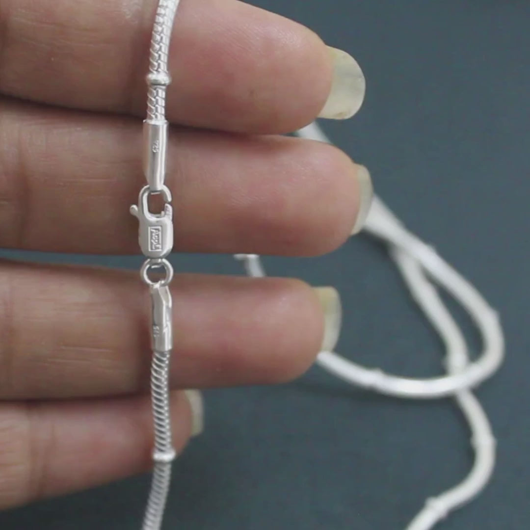 925 Sterling Silver women Snake Balled Neck chain 20"