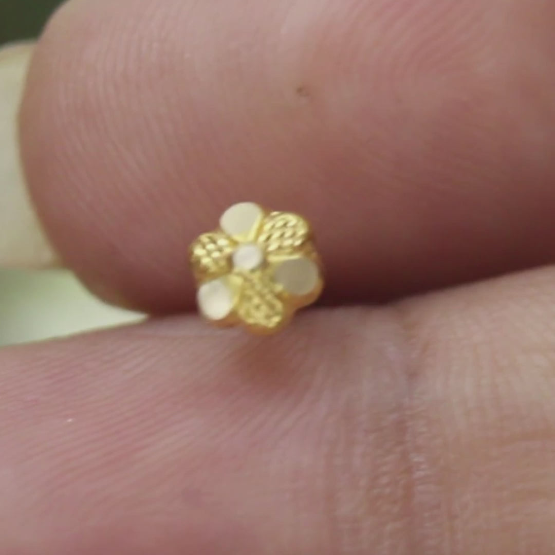 18K Real Gold small Flower Design Nose stud nose ring Push Pin