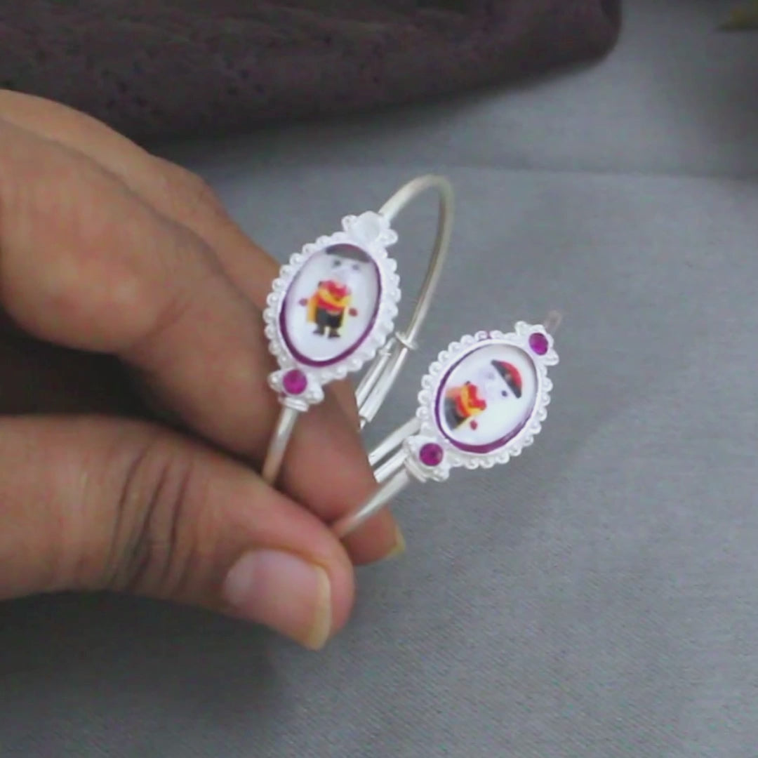 Mighty Raju Sterling Silver Baby Toddler Bangles adjustable Bracelet - Pair