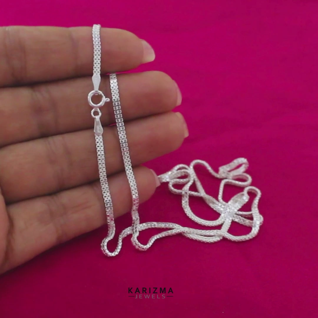 Real 925 Sterling Silver box design Neck Chain 24"