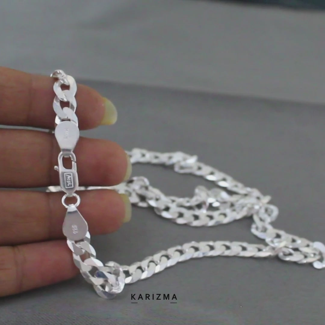 Real 925 Sterling Silver Cuban Link Men's Neck Chain 20"