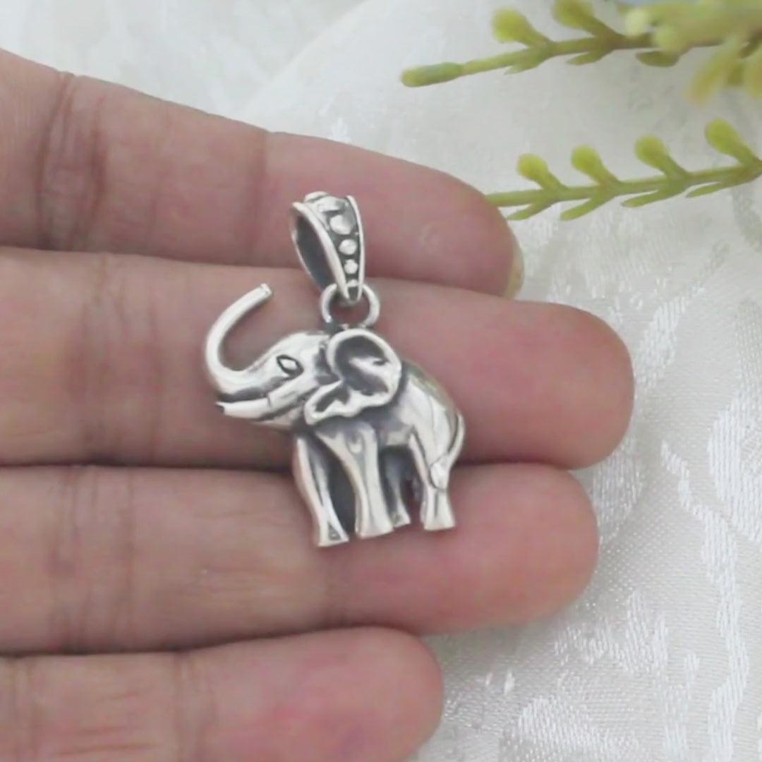 Real Silver Oxidized Elephant in small size animal unisex Pendant