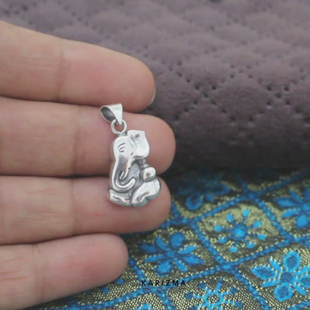 Real Silver Ganesha 925 Fine Silver Spiritual Pendant