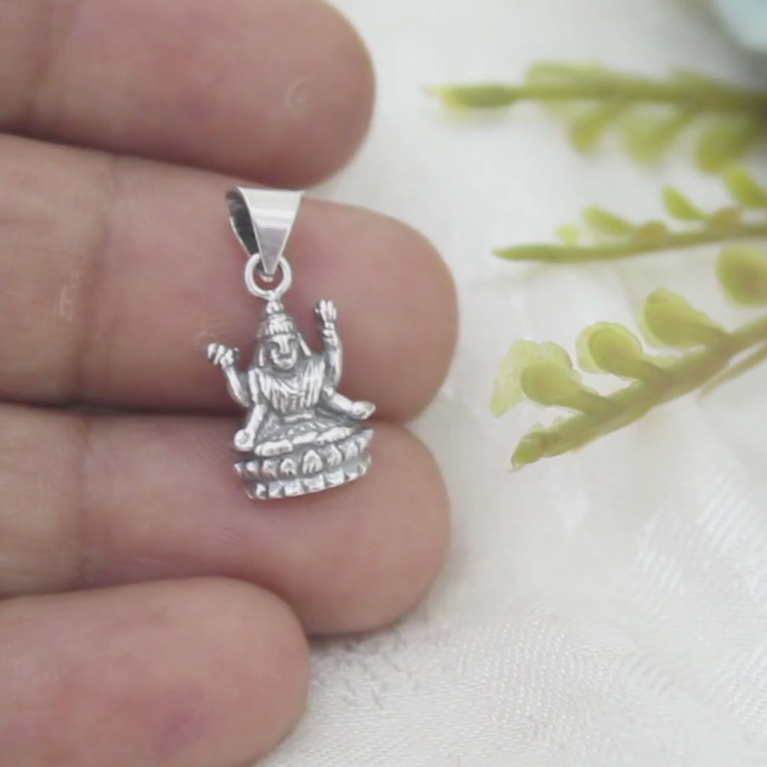 925 Sterling Silver vintage style Goddess Mata Laxmi Pendant