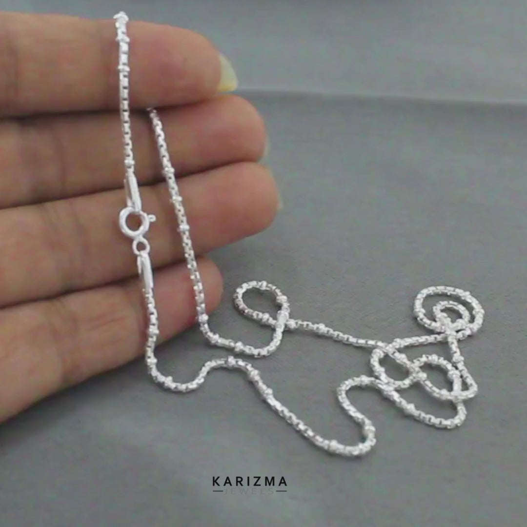 18" Daily wear 925 Sterling Silver box design Neck Chain