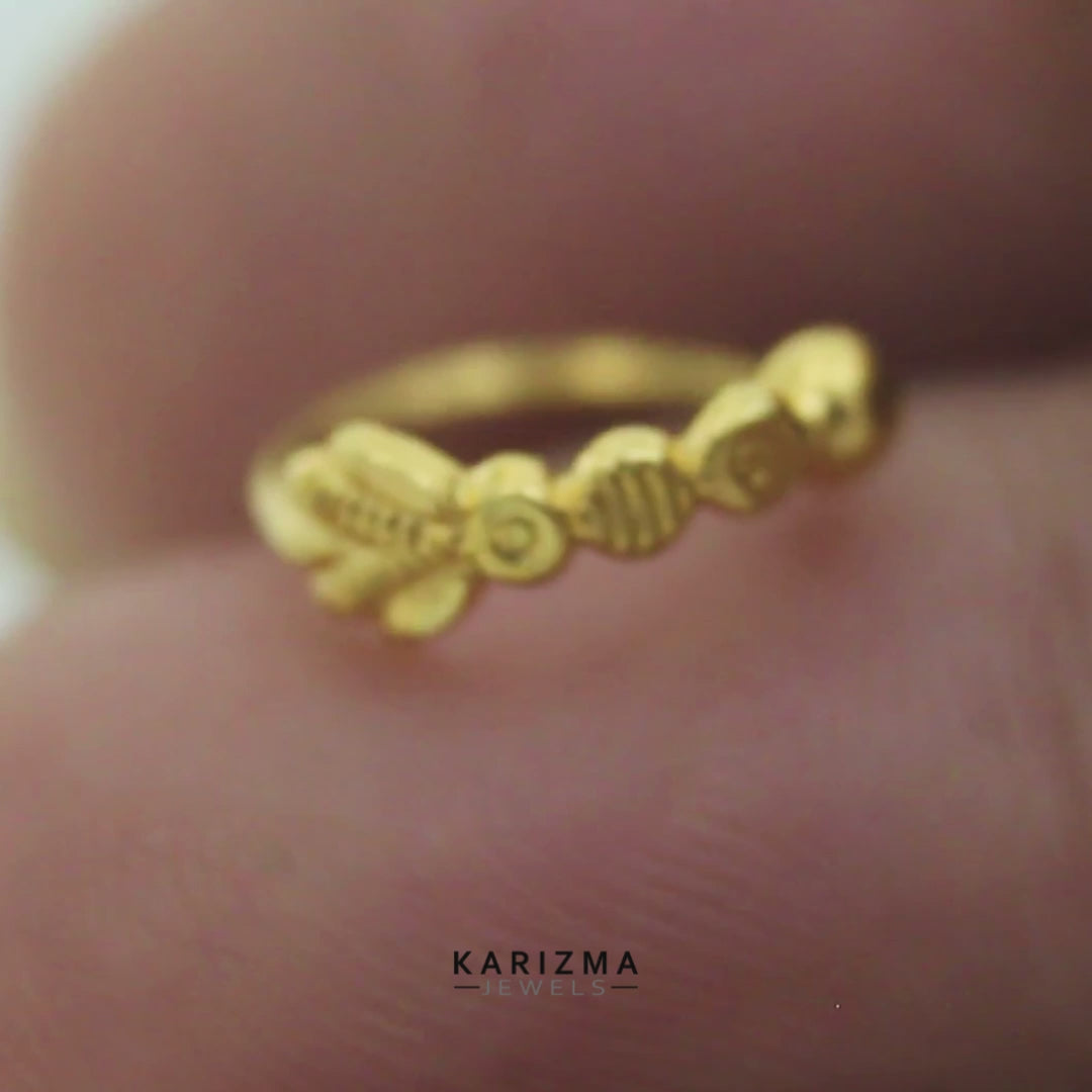 Vertical 18K Real Gold Classic Elegance Nose Ring