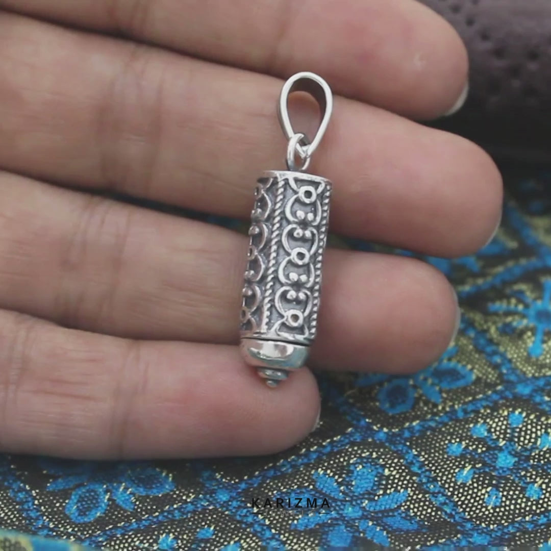Oxidized 925 Sterling Silver Filigree Openable Amulet Pendant