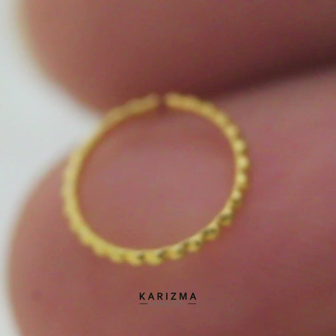 18K Real Gold Molten Textured Adjustable Nose Ring