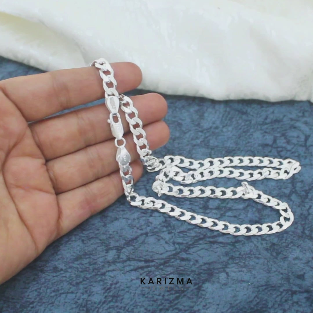 Real 925 Sterling Silver Cuban Link Men's Neck Chain 20"