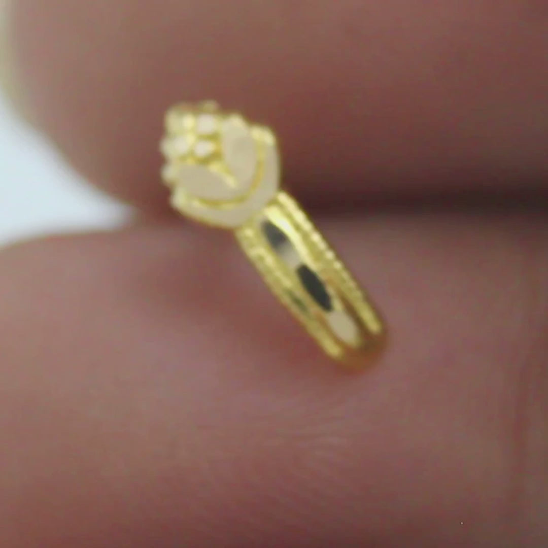 Elegant Vertical 18K Real Gold Nose Stud Push Pin