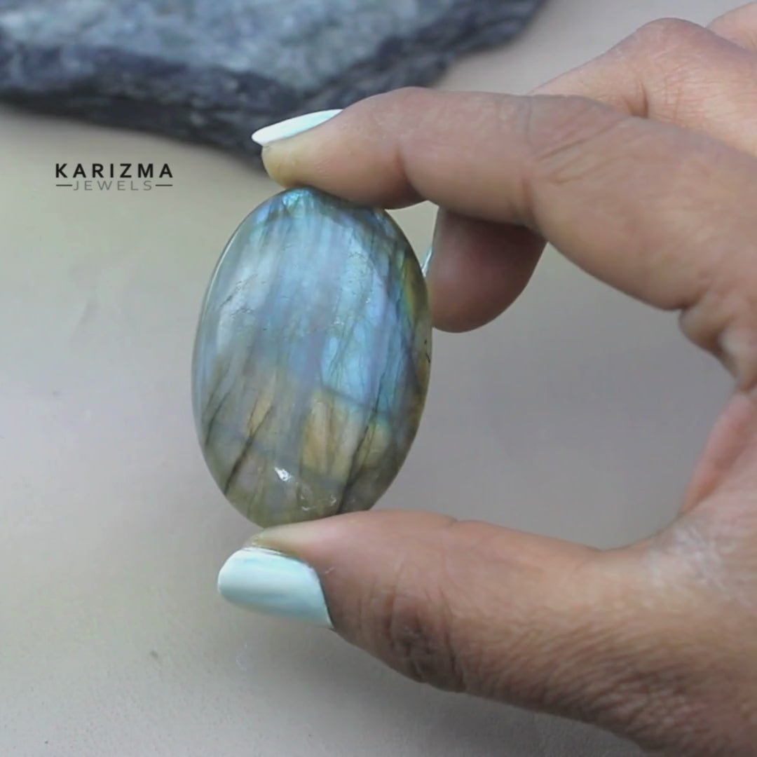 Top Fire Play of Colors 77.9Ct Natural Labradorite Oval Cabochon Gemstone