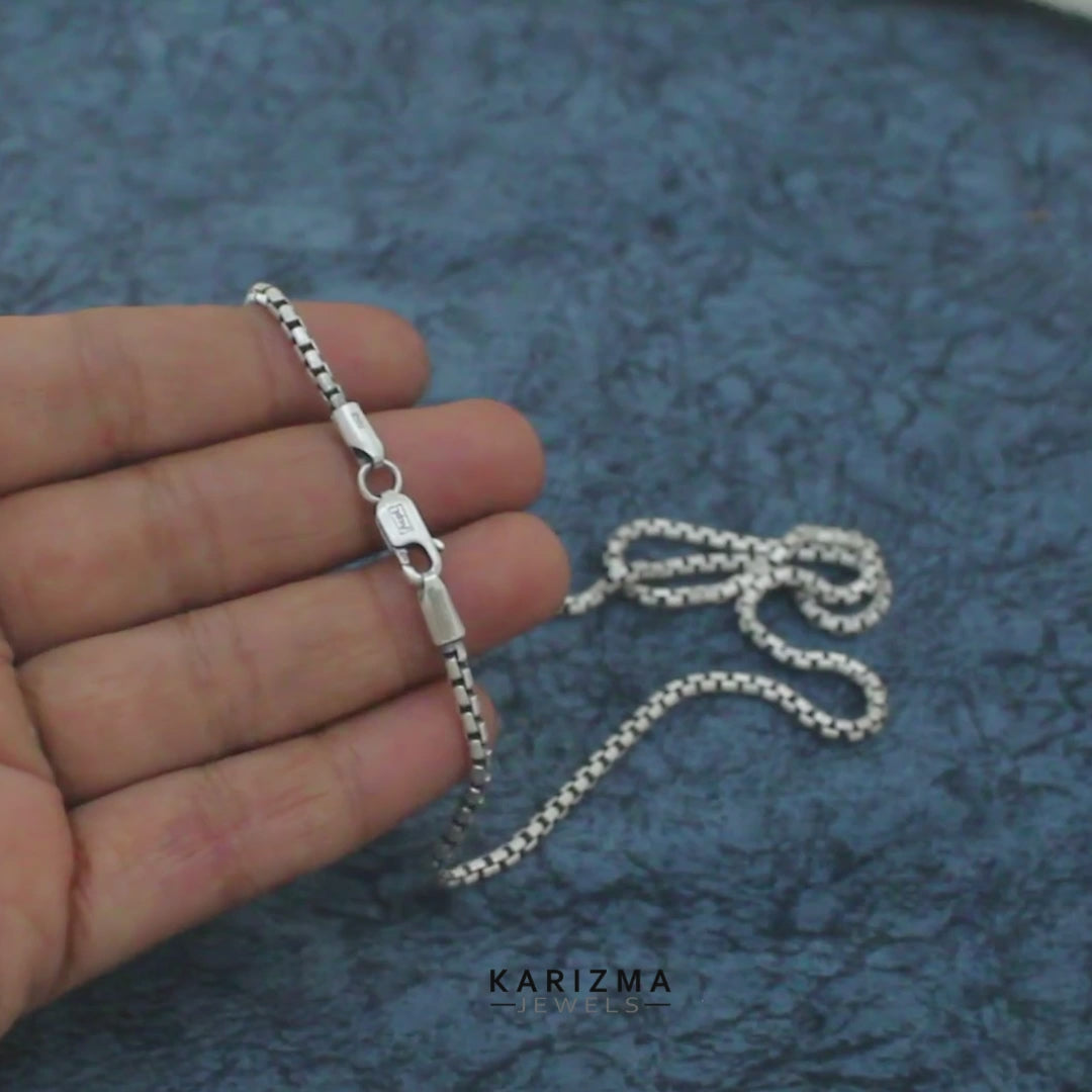 Refined Oxidized 925 Sterling Silver Box Chain - 20 inch