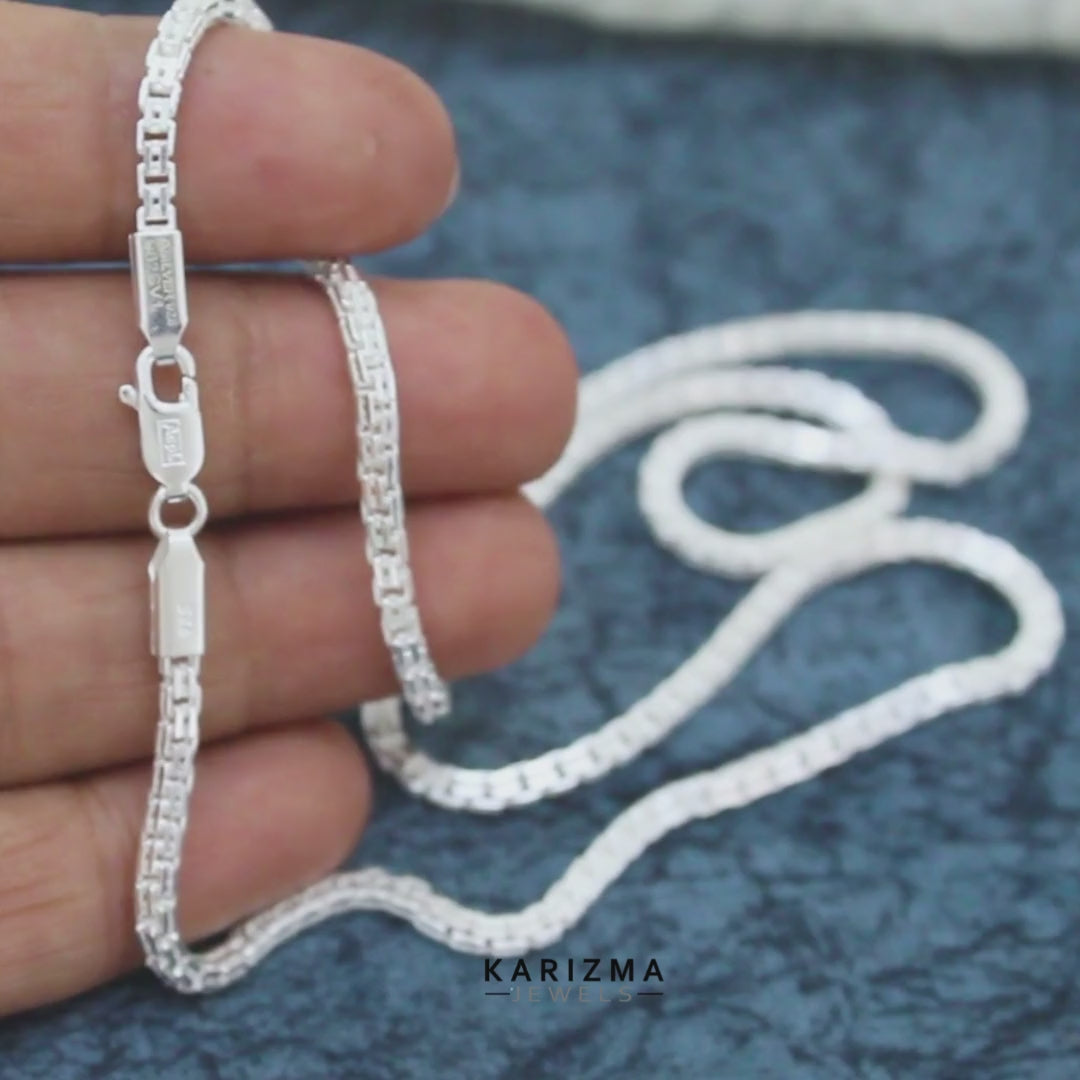 High-quality Real 925 Sterling Silver Box Neck Chain 20"