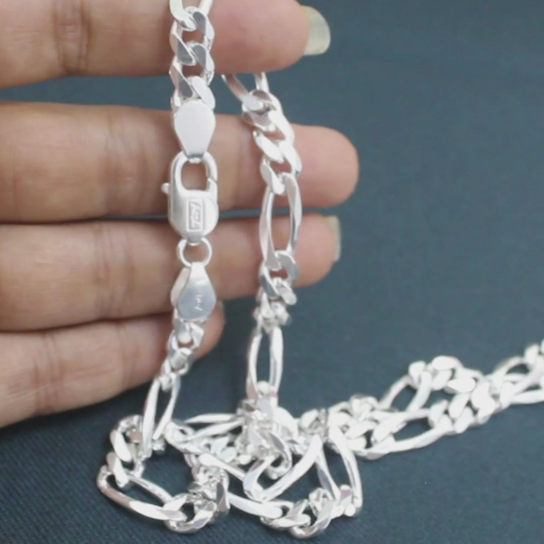 925 Sterling Silver excellent gifting Figaro Link Neck chain 24"
