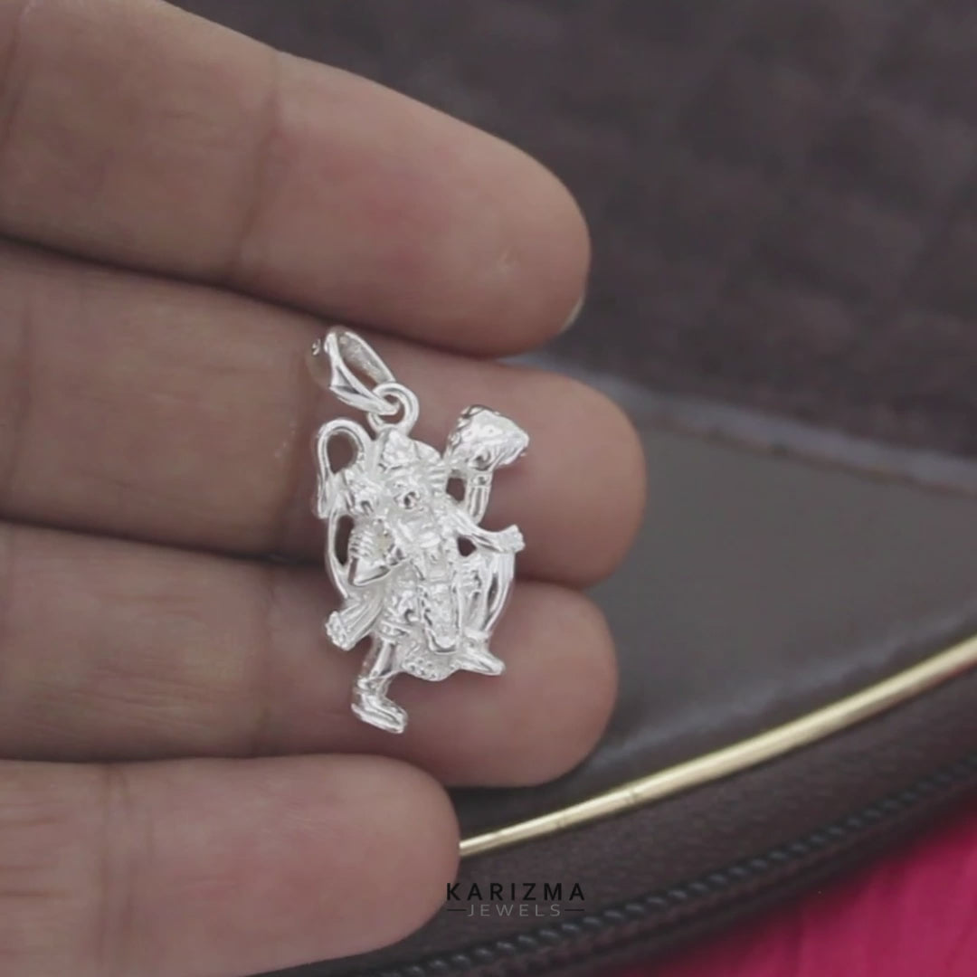 Lord Hanuman Flying Pose 925 Sterling Silver Pendant