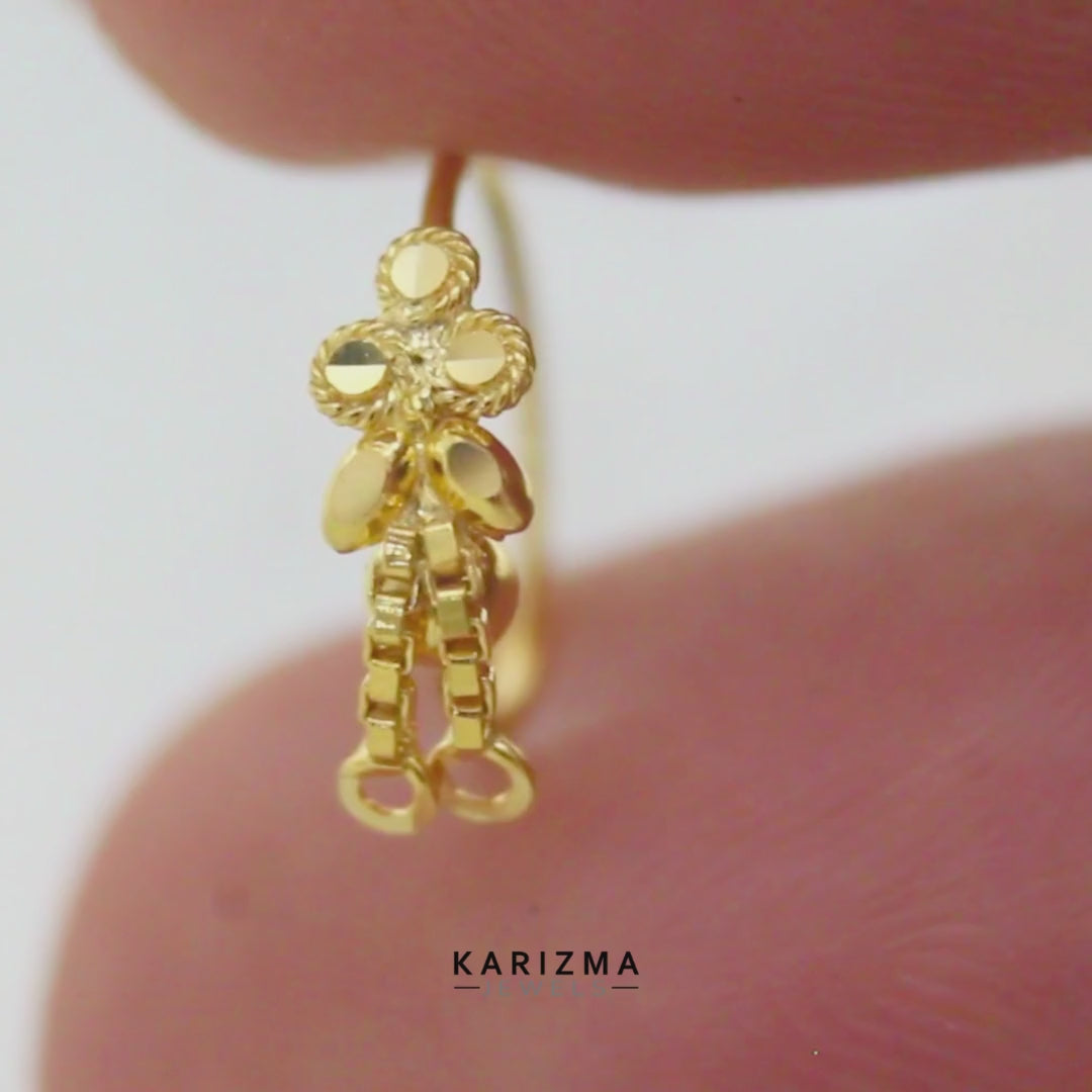 18K Real Gold Royal Dangle Nose Ring – 22g