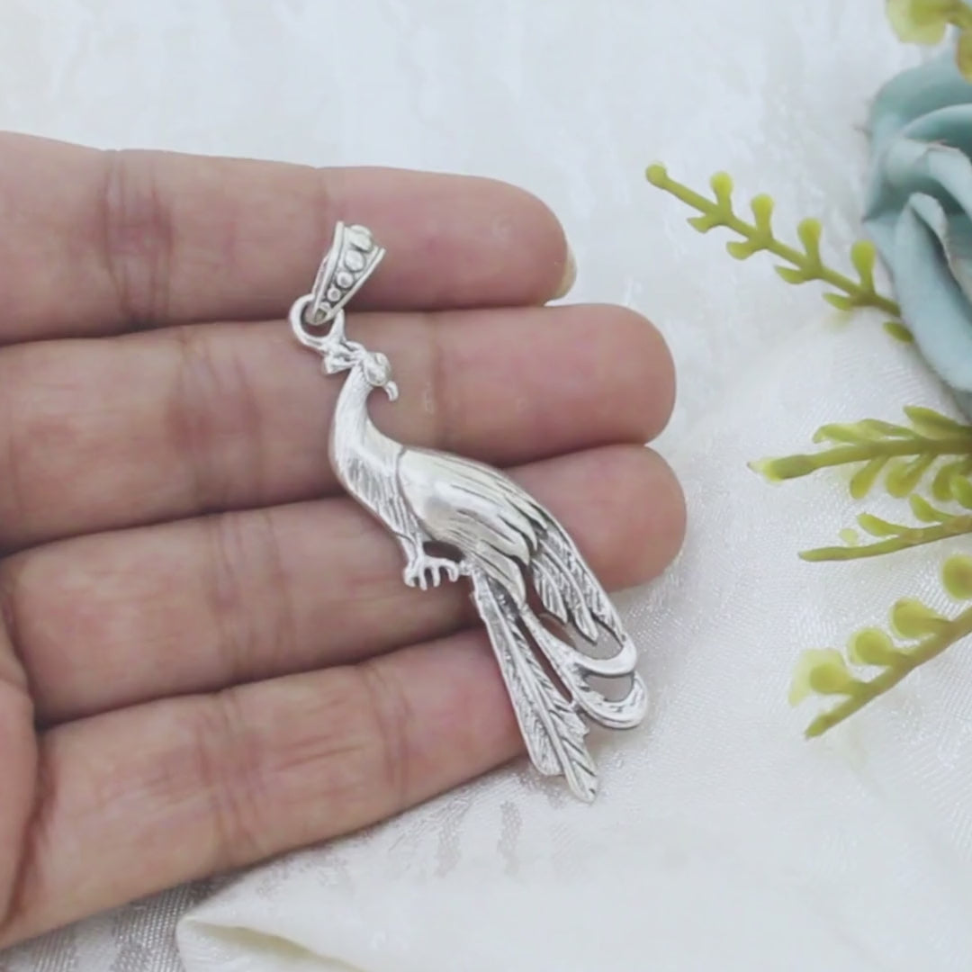 925 Real Silver Peacock Elegance handmade Unisex Pendant