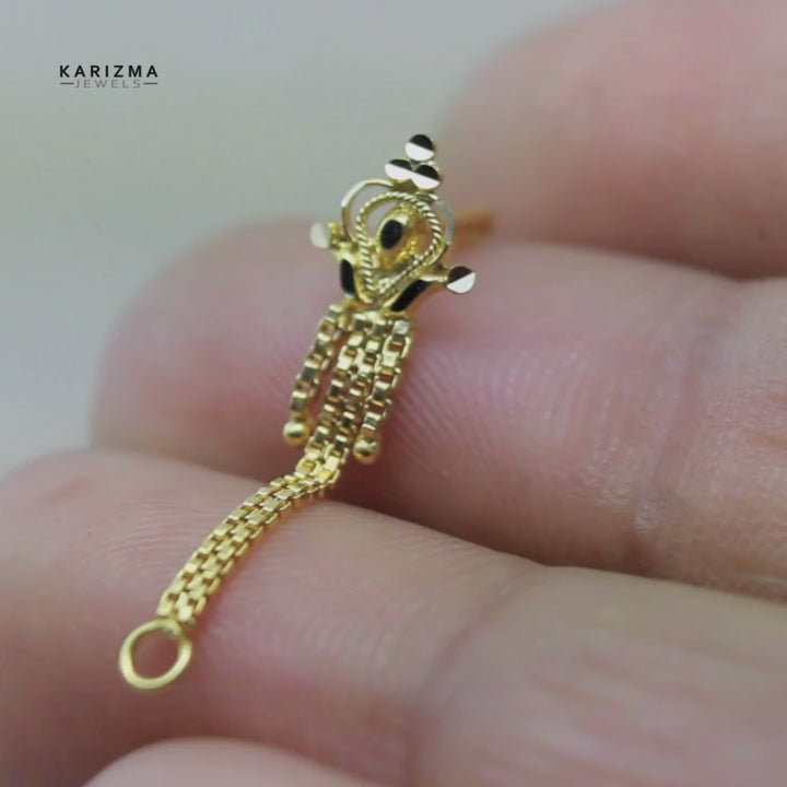 Trendy 14k Real Gold Indian Chain Style Women Nose Stud Pin