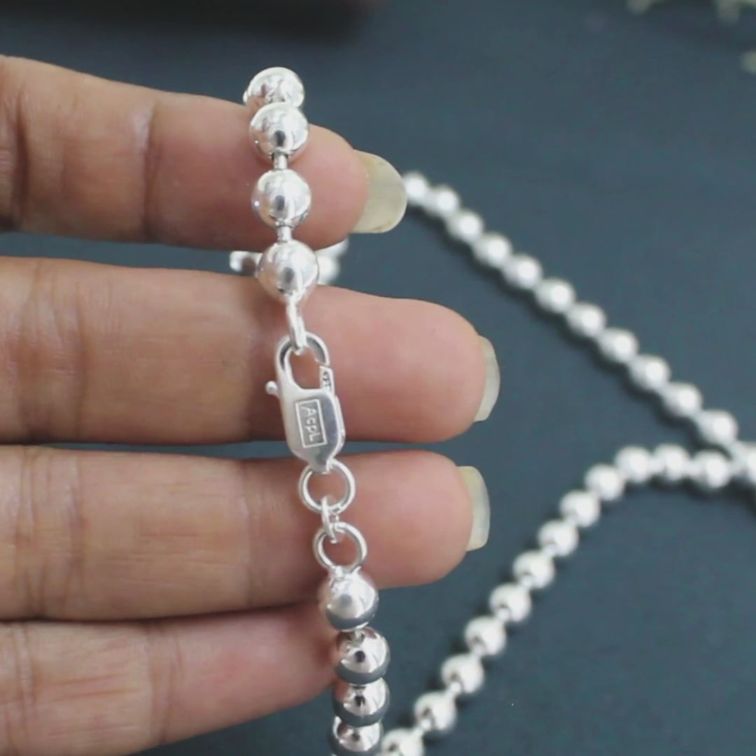 925 Real Sterling Silver 6mm Ball Bead Neck Chain 20"