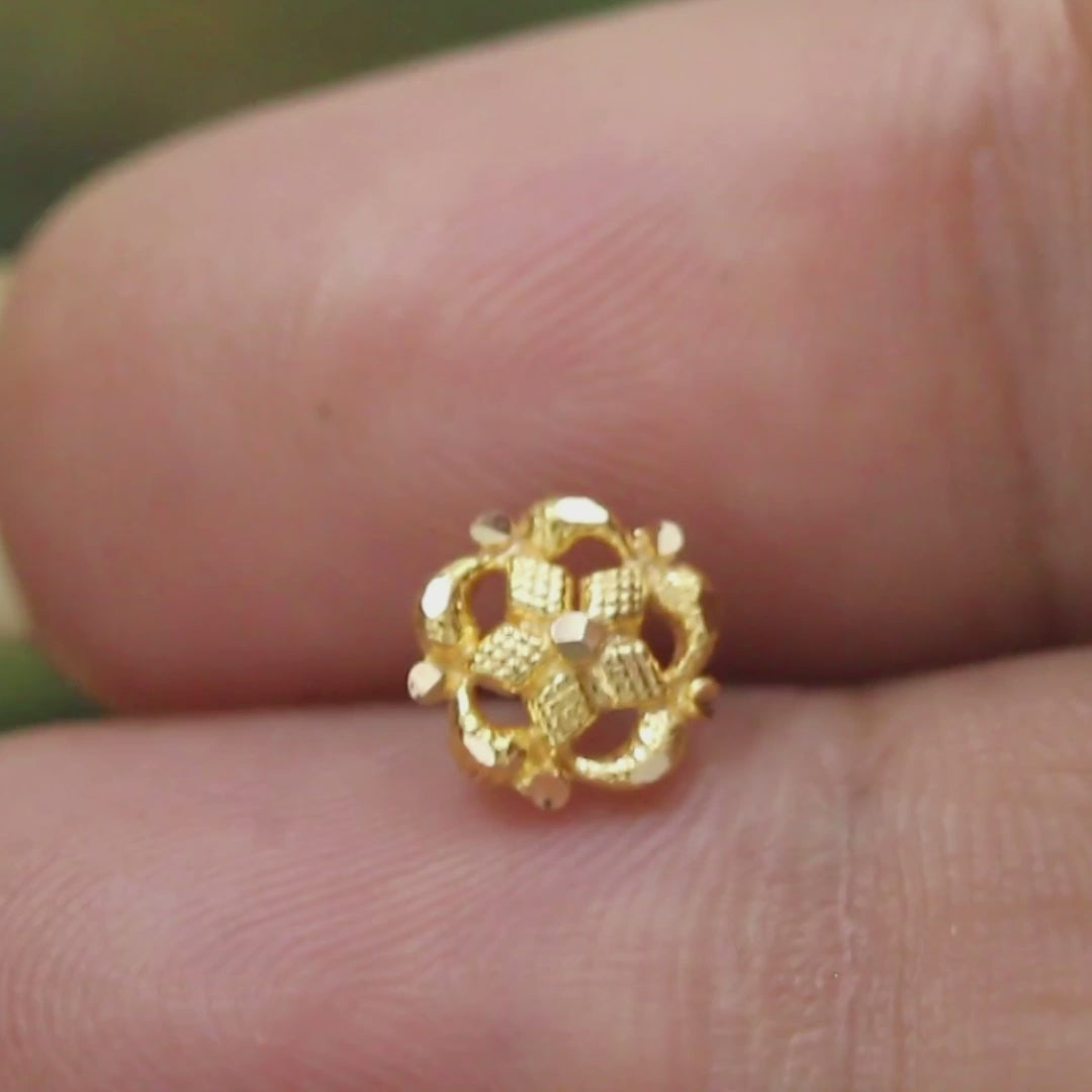 18K Real Gold Floral Indian designer Nose stud nose ring Push Pin