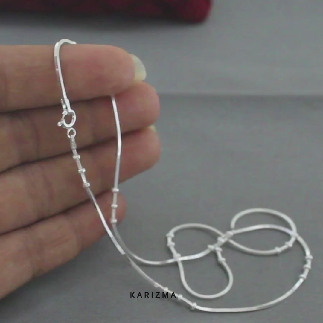 925 Sterling Silver Square Cut Neck chain 18"