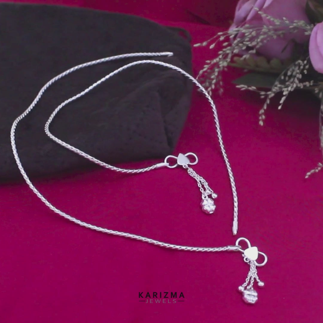 Girlish 925 Sterling Silver Chain Anklet Pair 10.3"