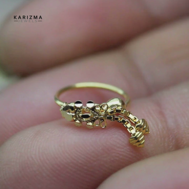Asian 14K Real Solid Gold Nath Nose Hoop Ring for women