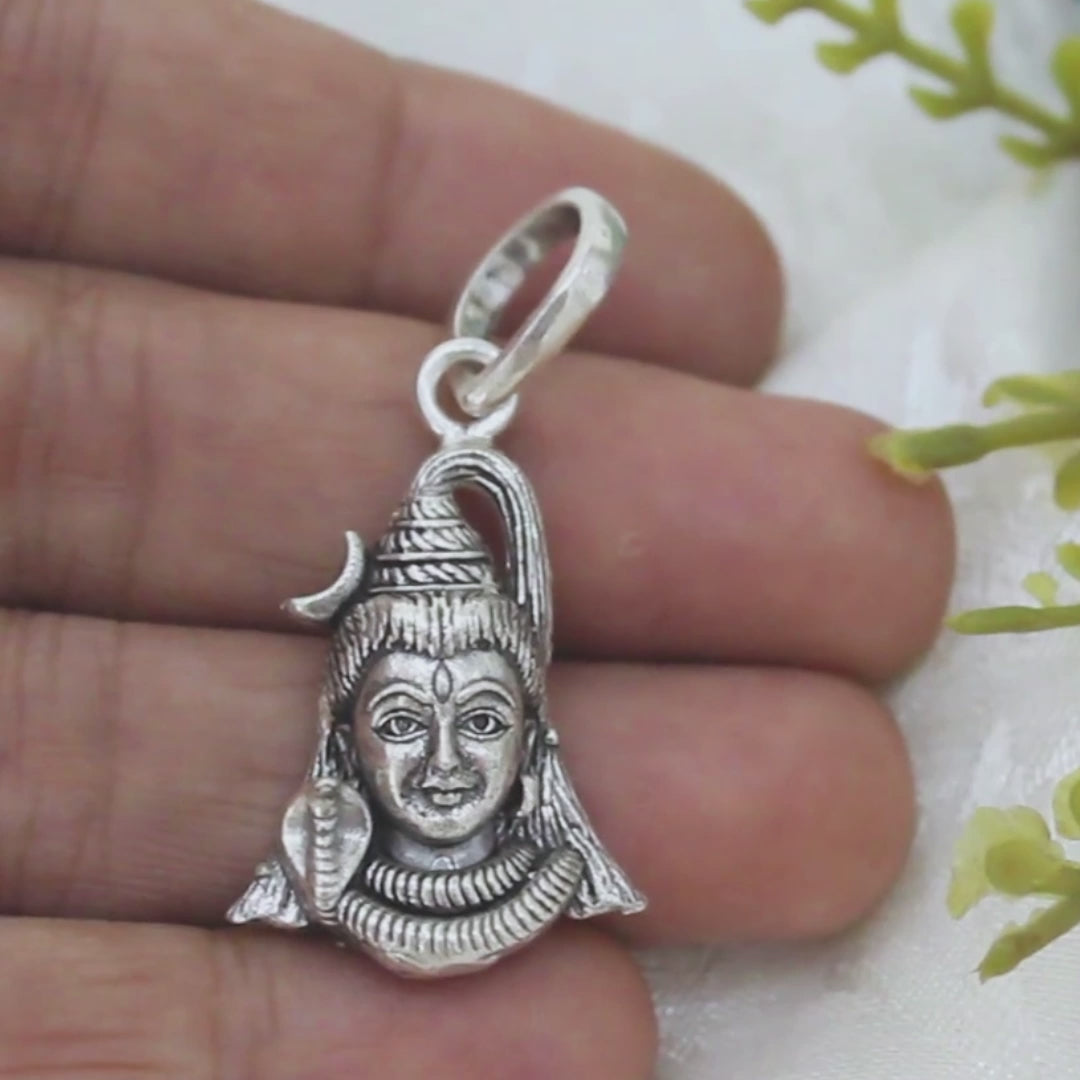 925 Real Sterling Silver Oxidized Divine Lord Shiva Pendant