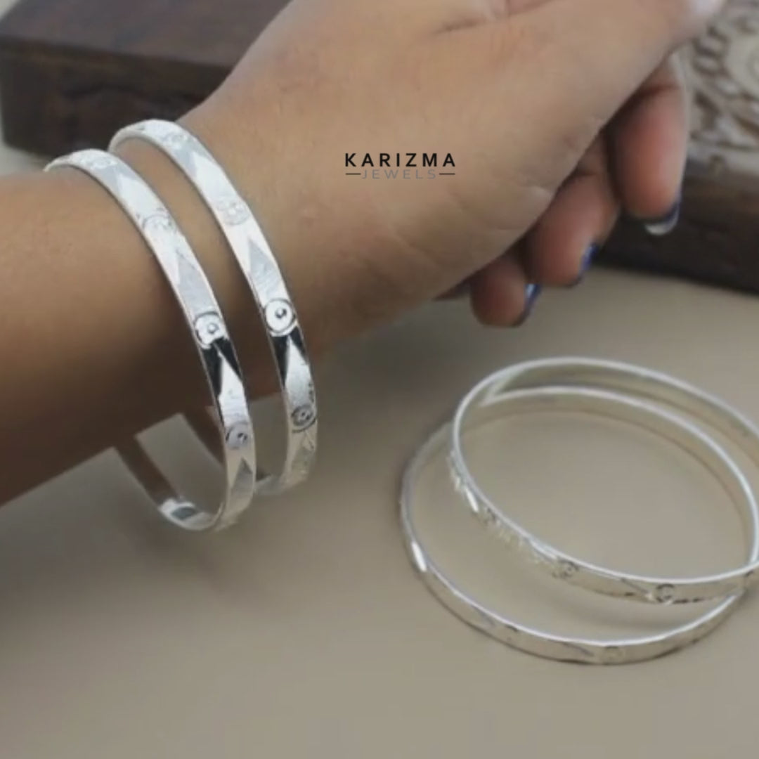 Beautiful Solid Real Silver Women Bangles Bracelet (Kangan)