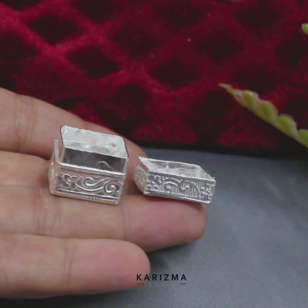 Pure silver honey container dibbi for red book remedy square sindur box gift