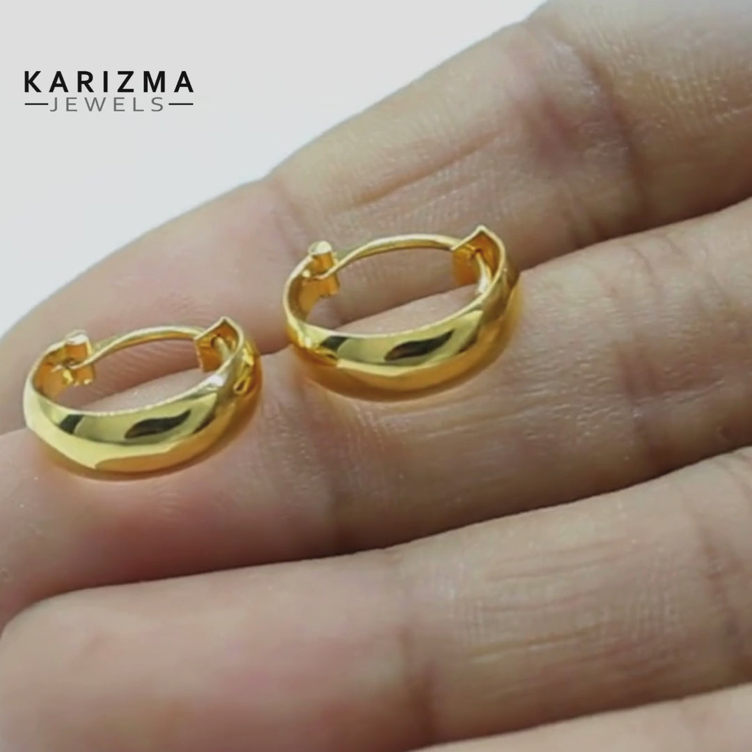 Ethnic Indian hinged hoop Men Women  EARRINGS 18k Solid Yellow Gold