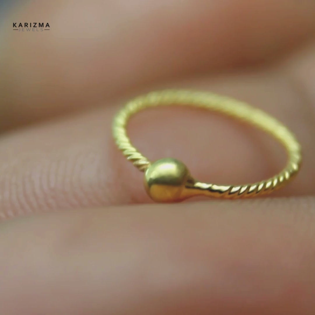 14K Real Gold Wire Style Nose rings Indian Women Nose Hoop Ring