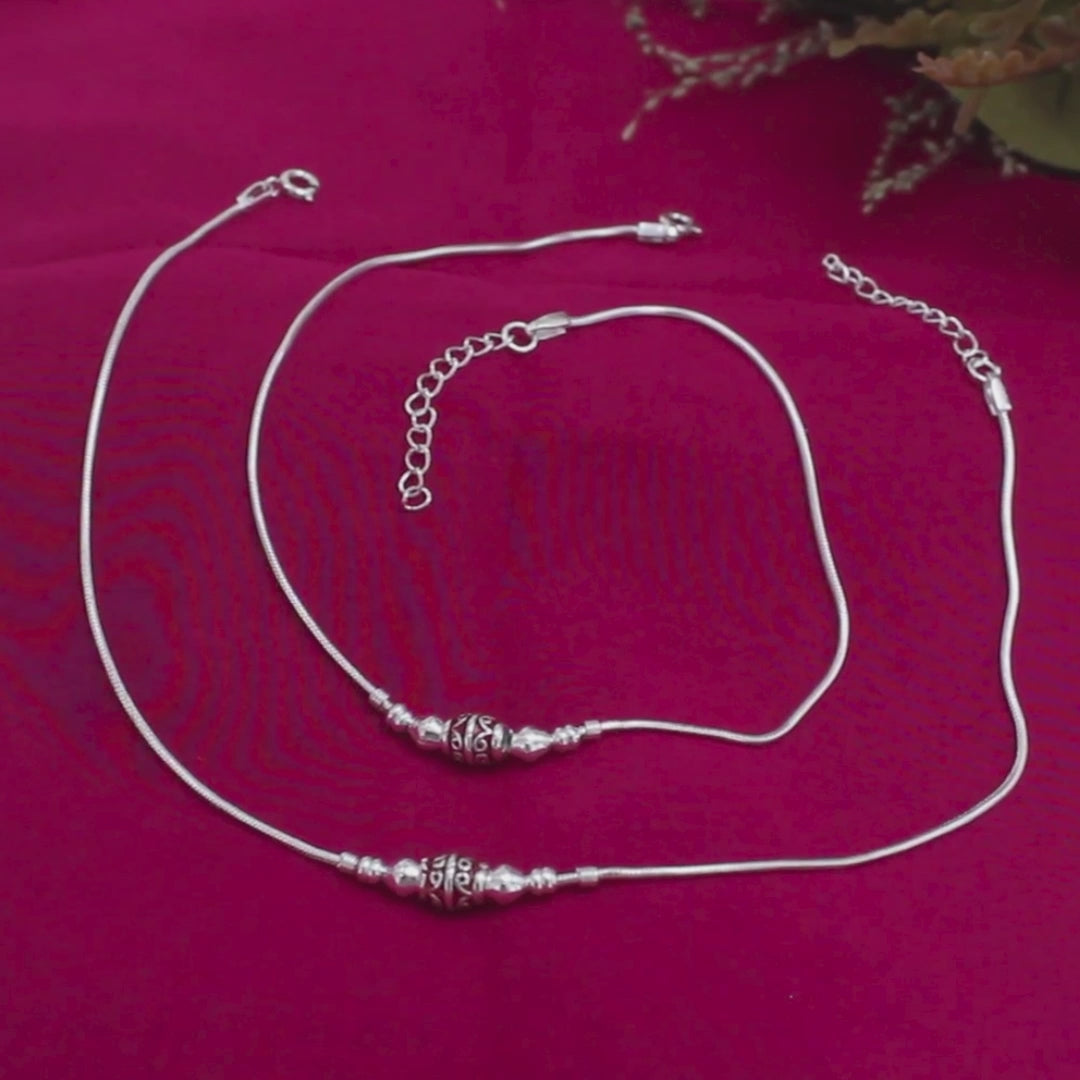 Daily Wear Real Sterling Snake-Style Silver Chain Anklet 10.3 in