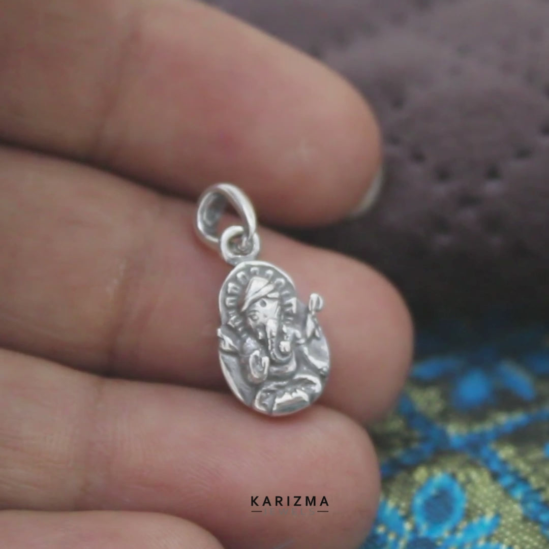Oxidized Mini Lord Ganesha 925 Fine Silver Pendant