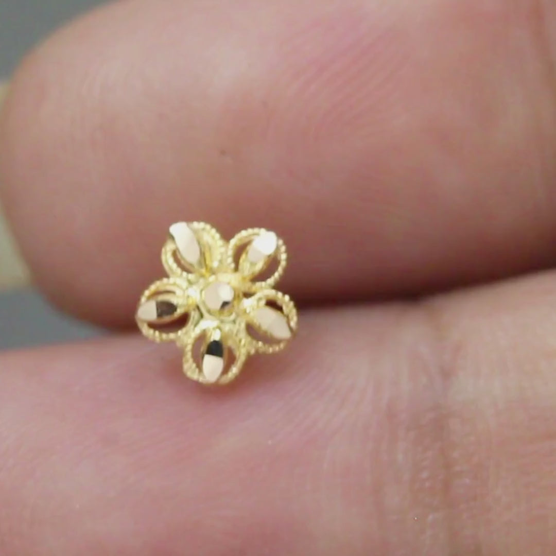 18K Real Gold Indian women Star design Nose stud nose ring Push Pin