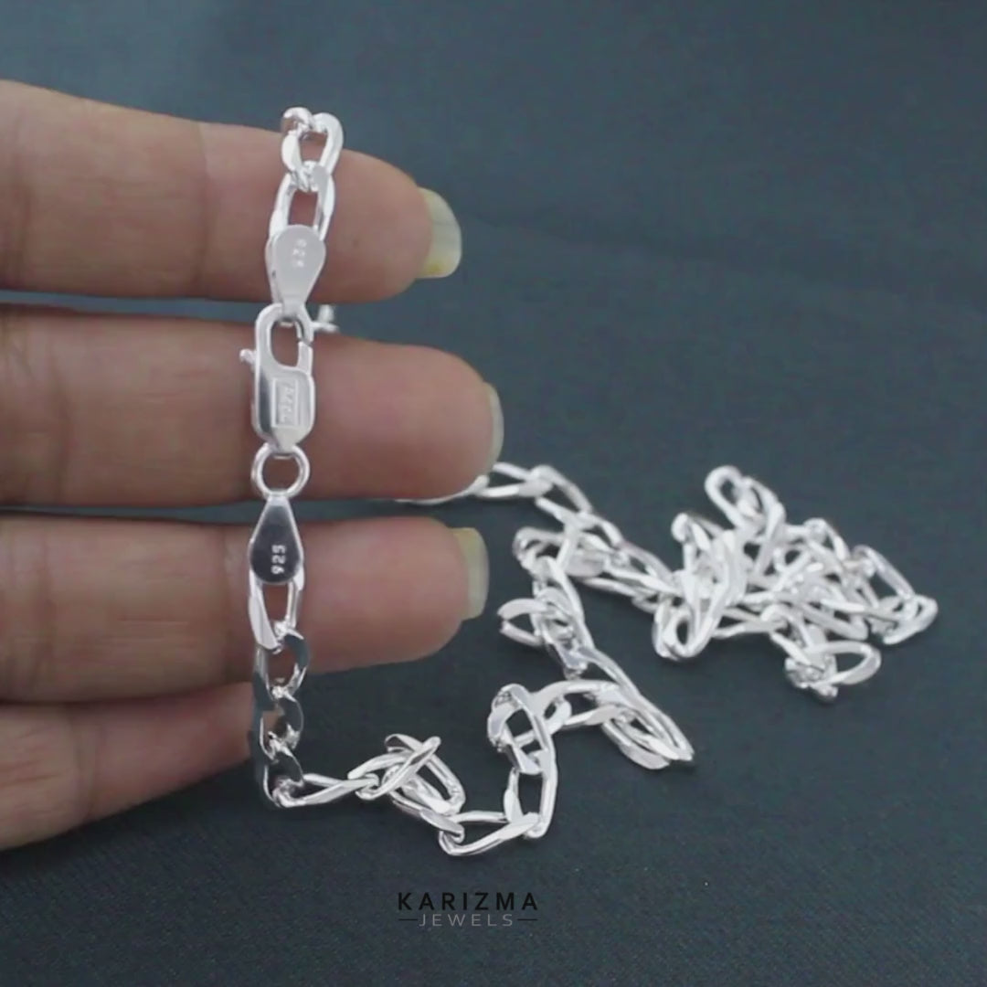 925 Sterling Silver spring ring clasps Curb Neck chain 20"