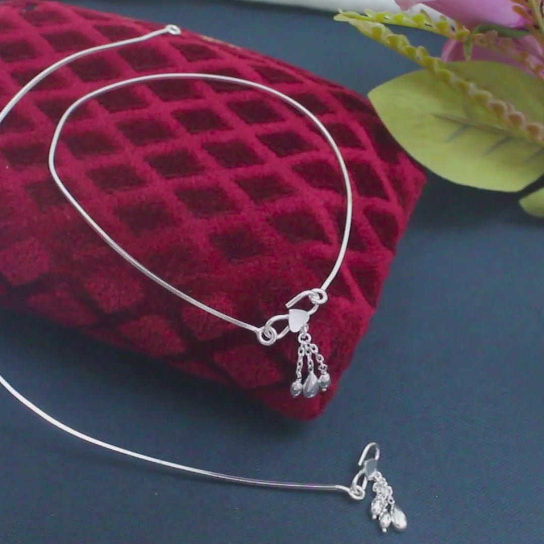 925 Sterling Silver women Chain Anklet Pair 10.3"