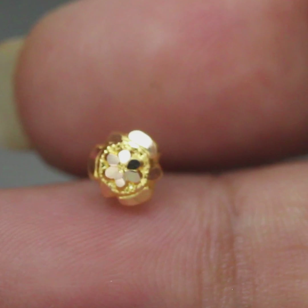Floral 18K Real Gold women Nose stud nose ring Push Pin