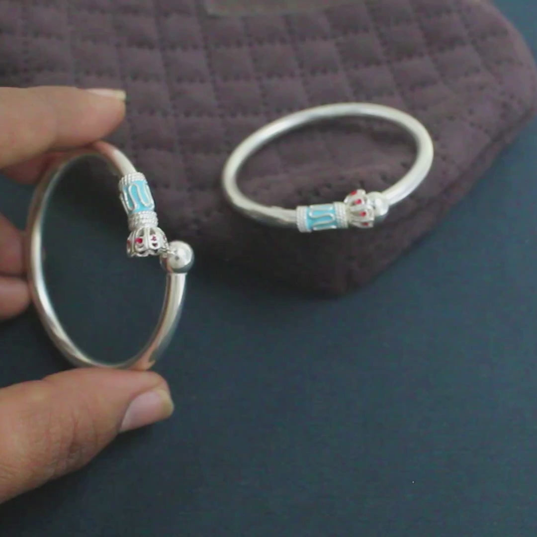 925 Real Silver Excellent kids Openable Bangle Bracelet - Pair