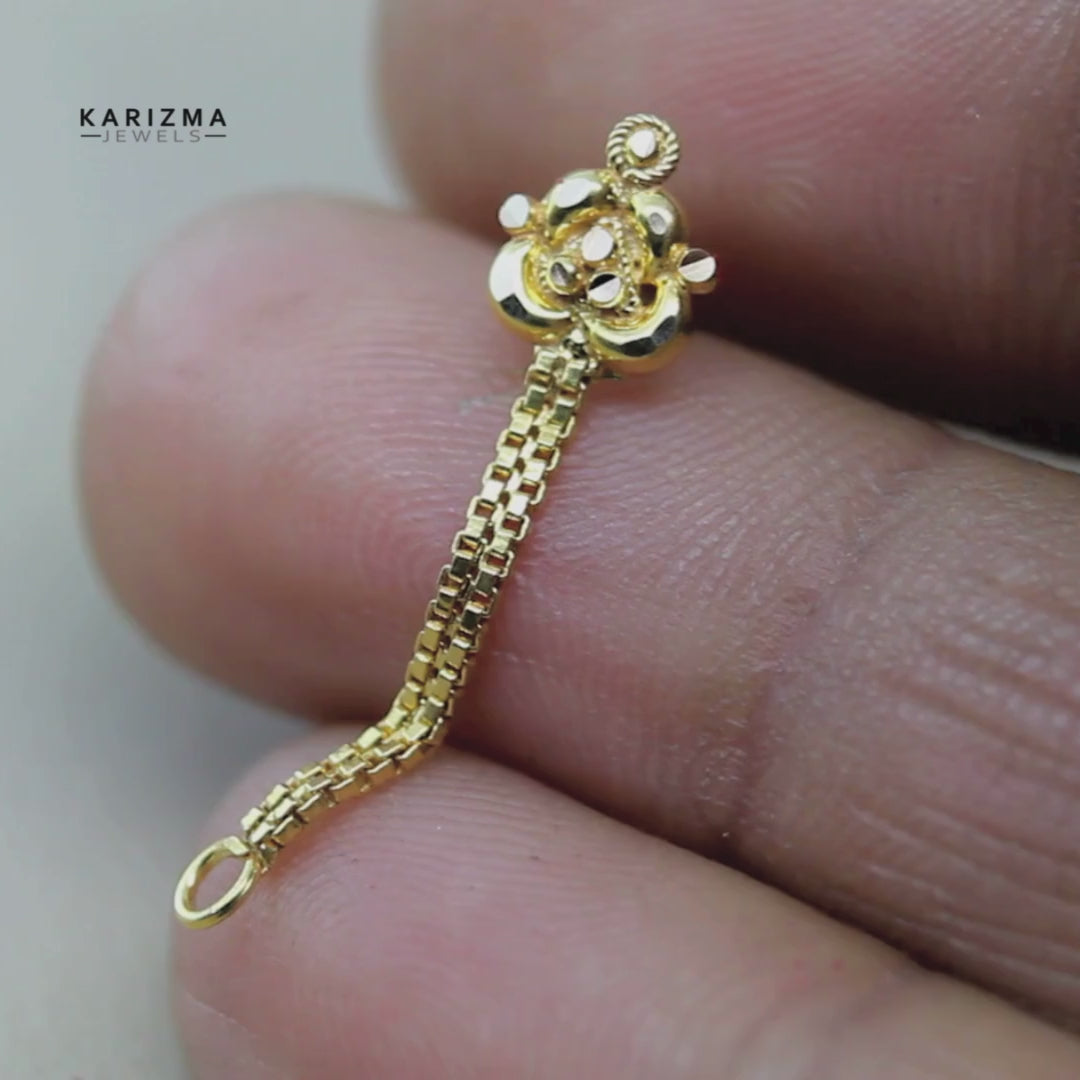 14k Pure Gold Indian Beautiful Chain Style Piercing Women Nose Stud Pin