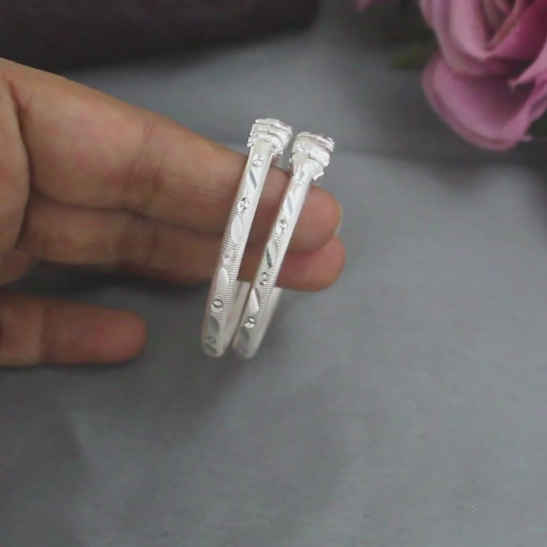 Elephant Face Real Sterling Silver Baby Bangles - Pair