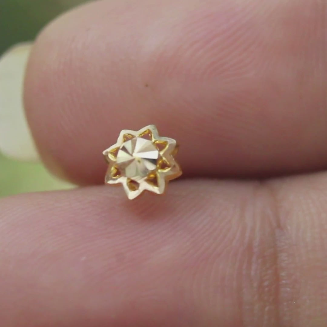 Daily wear 18K Real Gold women star Nose stud nose ring Push Pin