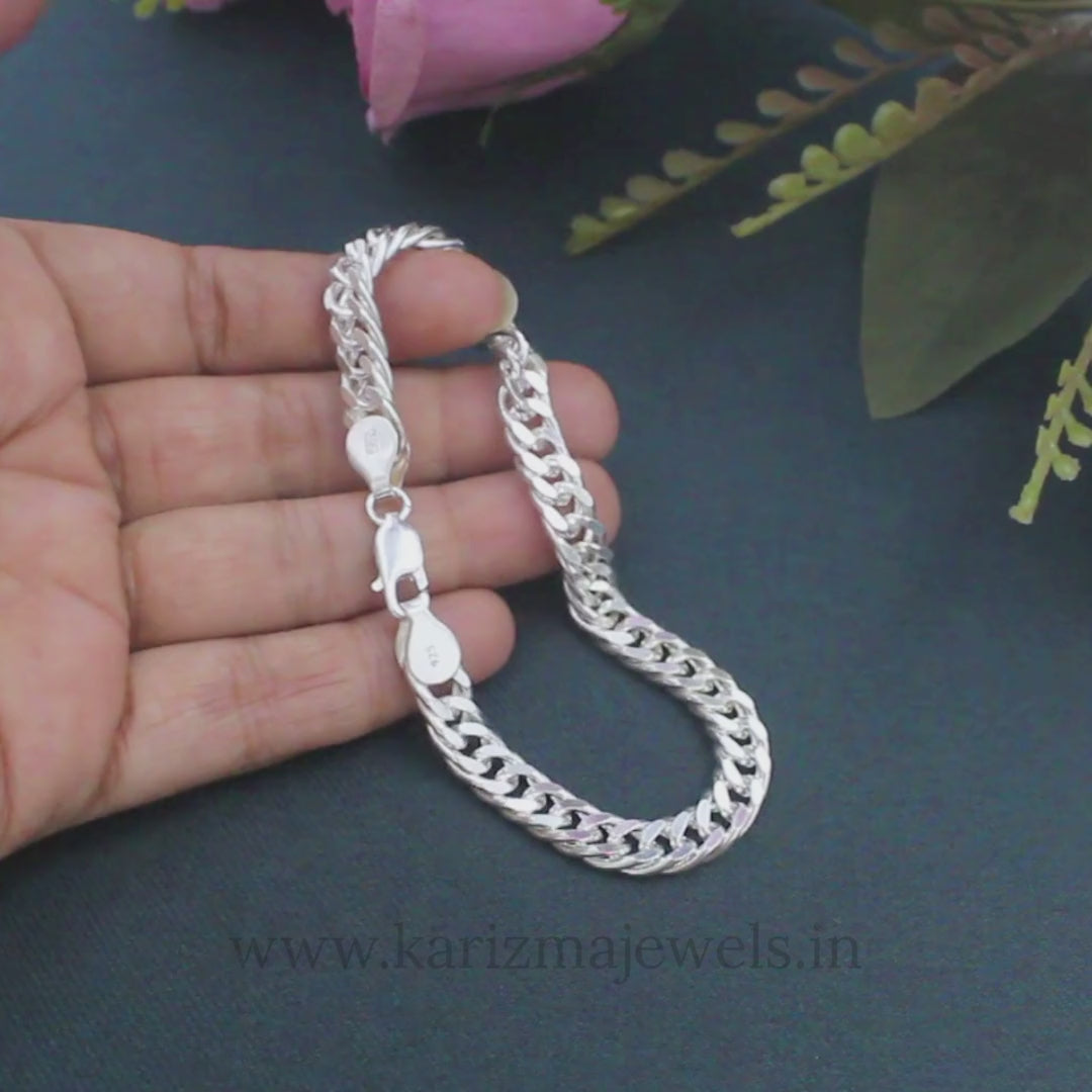 Elegant 925 Sterling Silver Curb Bracelet for Men