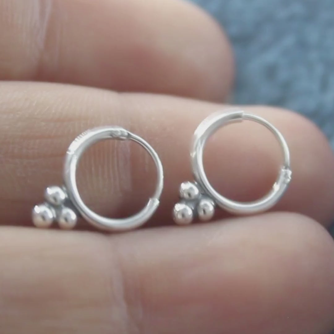 925 Real Sterling Silver Oxidized mini bali hoop earrings for Girls - Pair