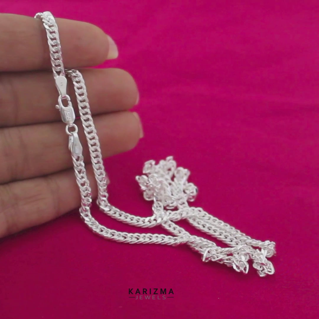925 Sterling Silver unique trendy Cuban Link Neck chain 20"
